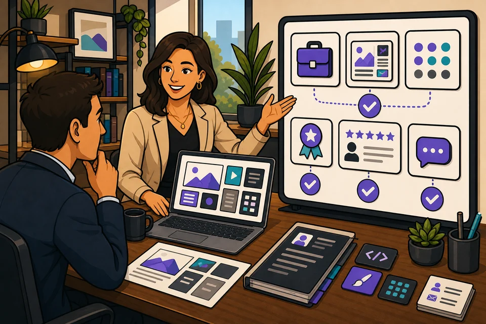 Career Portfolio trust-builder illustration for recruiter and client inquiries stay obvious.