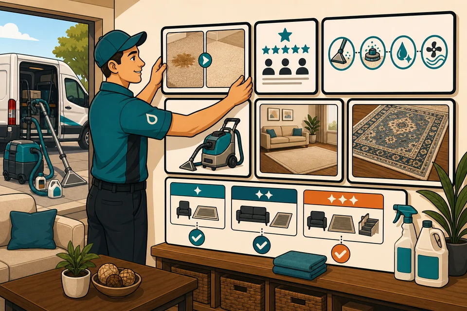 Carpet Cleaners trust-builder illustration for proof appears before hesitation.